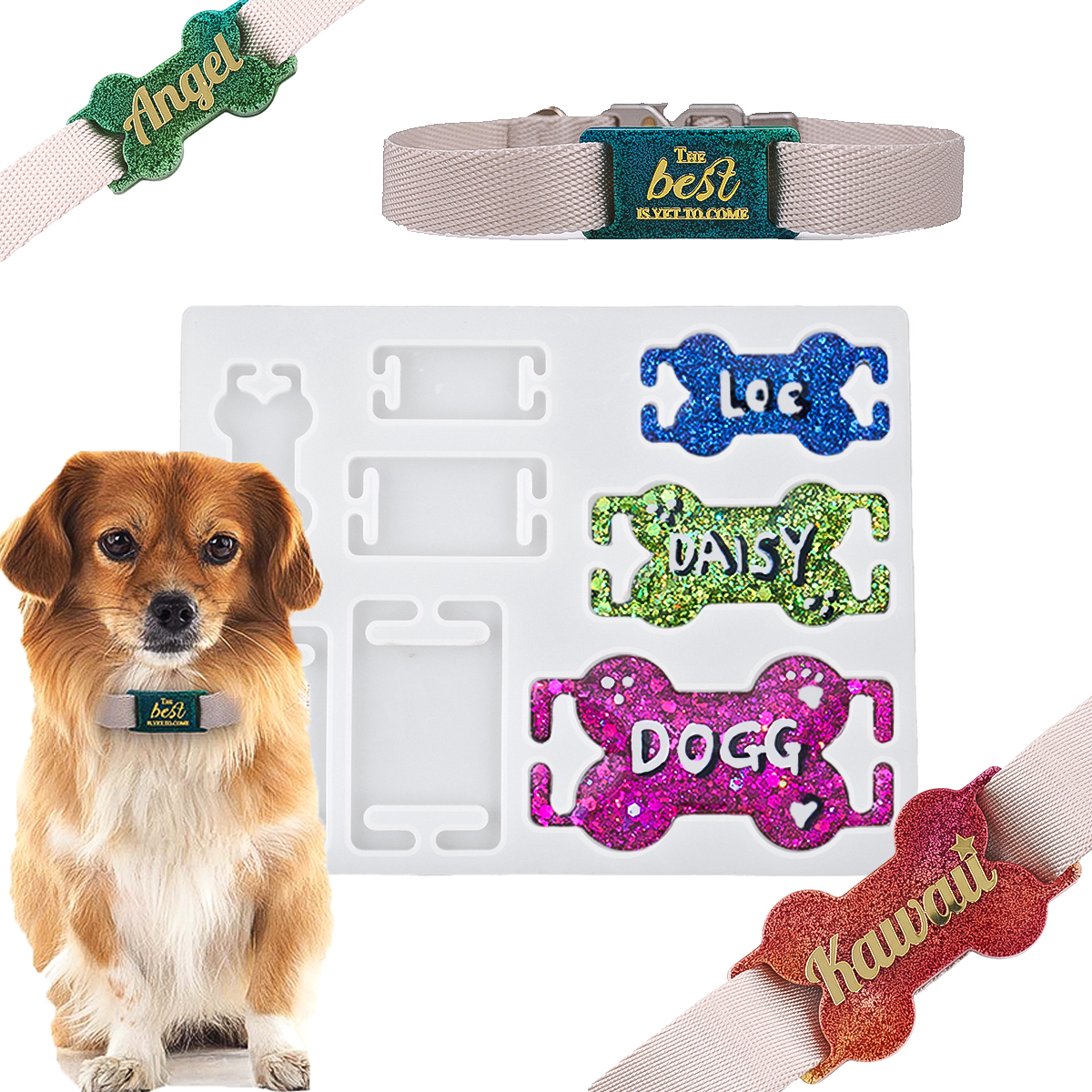 DIY Cat Dog ID Tag Silicone Mo - Name Necklace Custom avaliação e preço