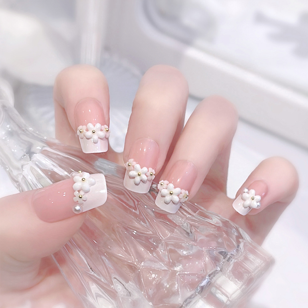 24pcs Medium Long Acrylic Fake - Pressed Flower Art avaliação e preço