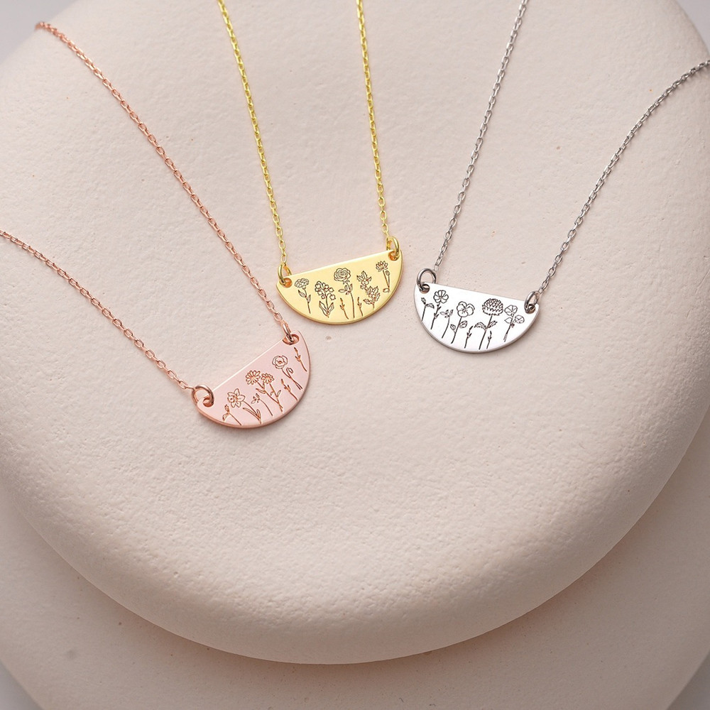 Custom Birth Month Flower Neck - Birth Flower Necklace avaliação e preço