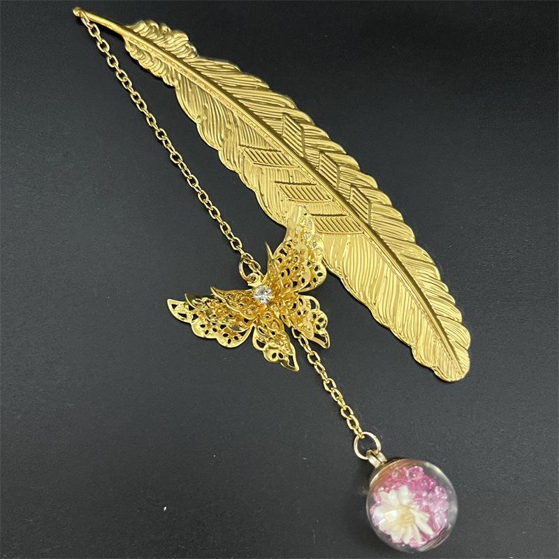 1PC Metal Bookmark Creative Im - Dried Flower Bookmark avaliação e preço