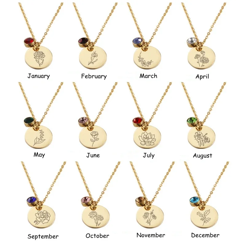 Birth Month Flowers Clipart Fl - Birth Flower Necklace avaliação e preço