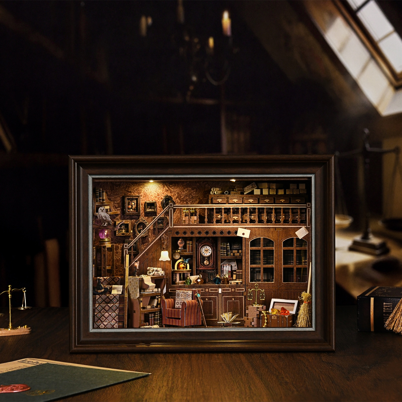 Book Nook Kit Secret Attic DIY - Engraved Wood Frame avaliação e preço