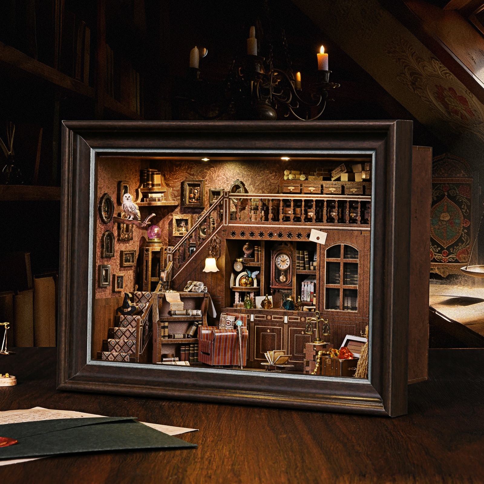 Book Nook Kit Secret Attic DIY - Engraved Wood Frame avaliação e preço