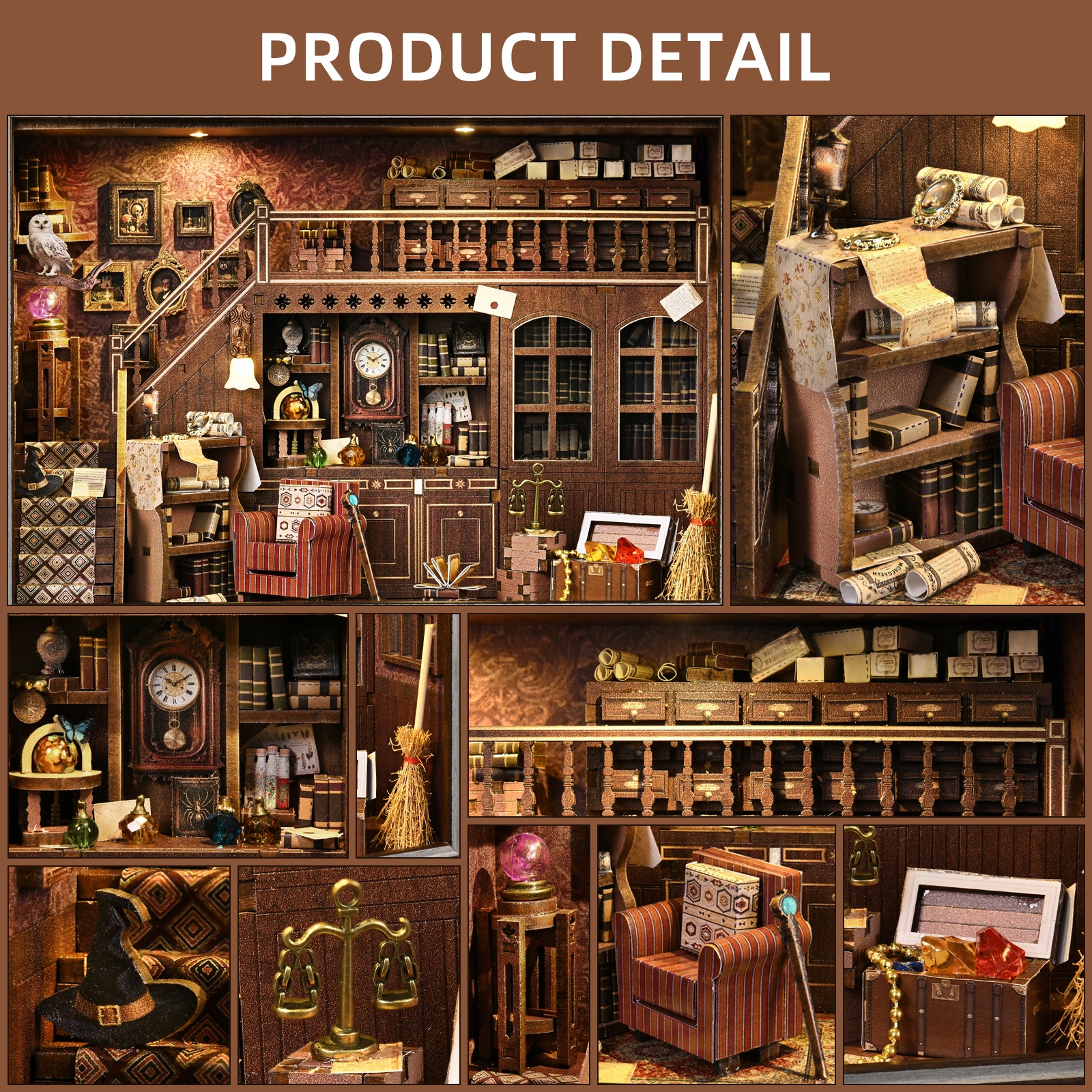 Book Nook Kit Secret Attic DIY - Engraved Wood Frame avaliação e preço
