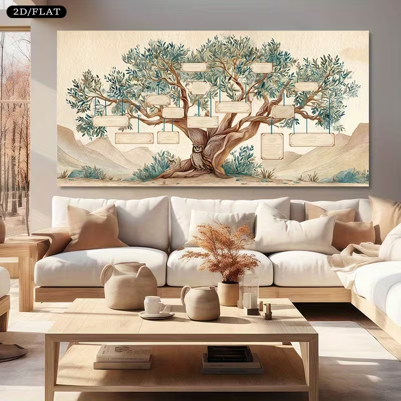 2D Flat, 2D Flat, Large Canvas - Family Tree Print avaliação e preço