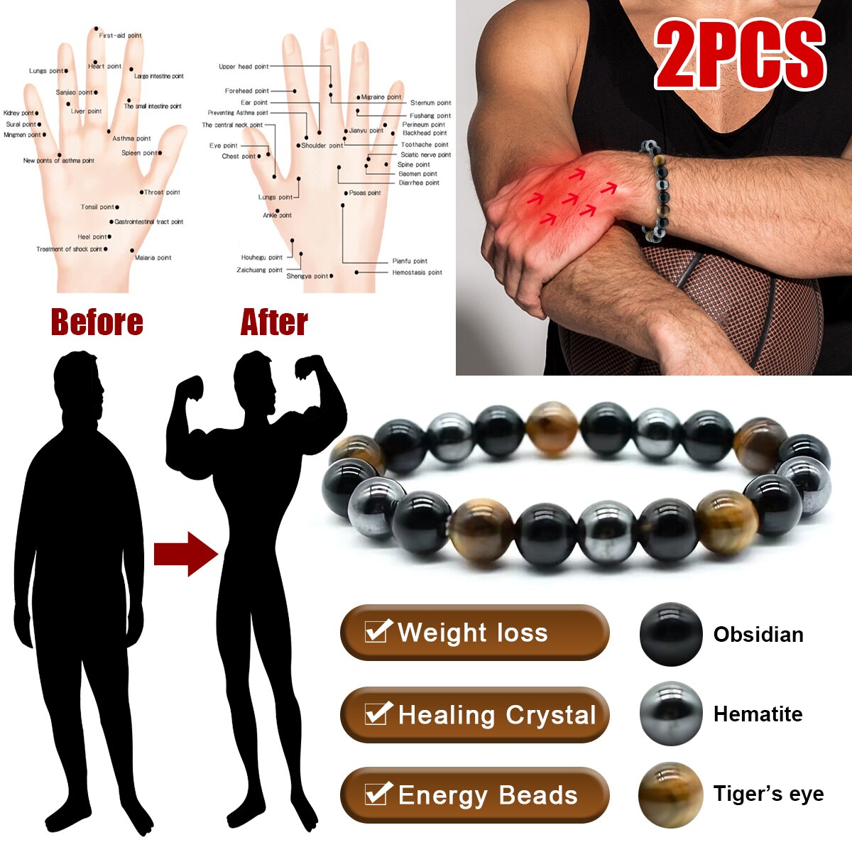 2PCS/Set Triple Protection Bra - Coordinates Bracelet avaliação e preço