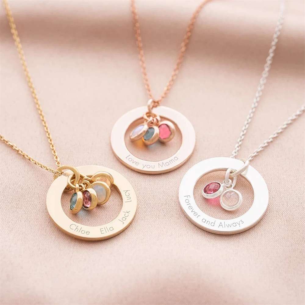 Custom Birthstone Eternal Ring - Birth Flower Necklace avaliação e preço