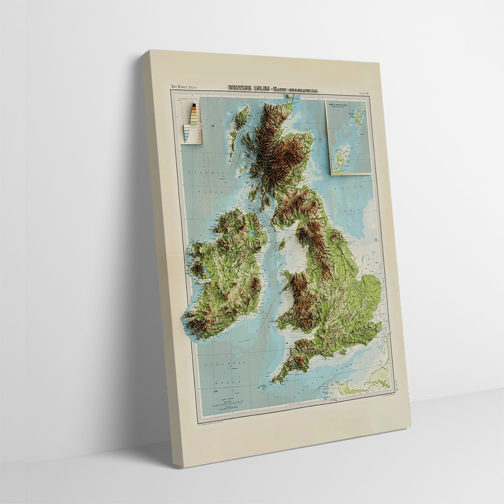 3D Relief Map of 1922 British  - Custom Map Poster avaliação e preço