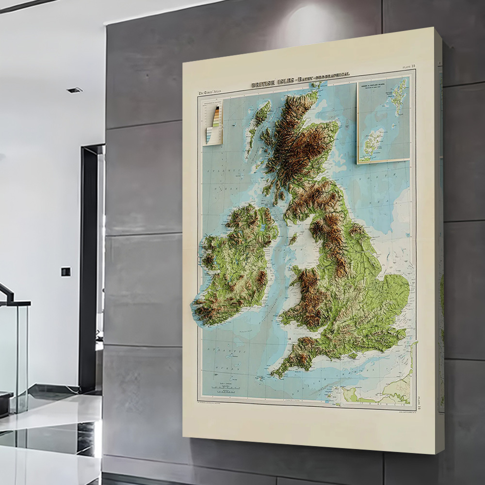 3D Relief Map of 1922 British  - Custom Map Poster avaliação e preço