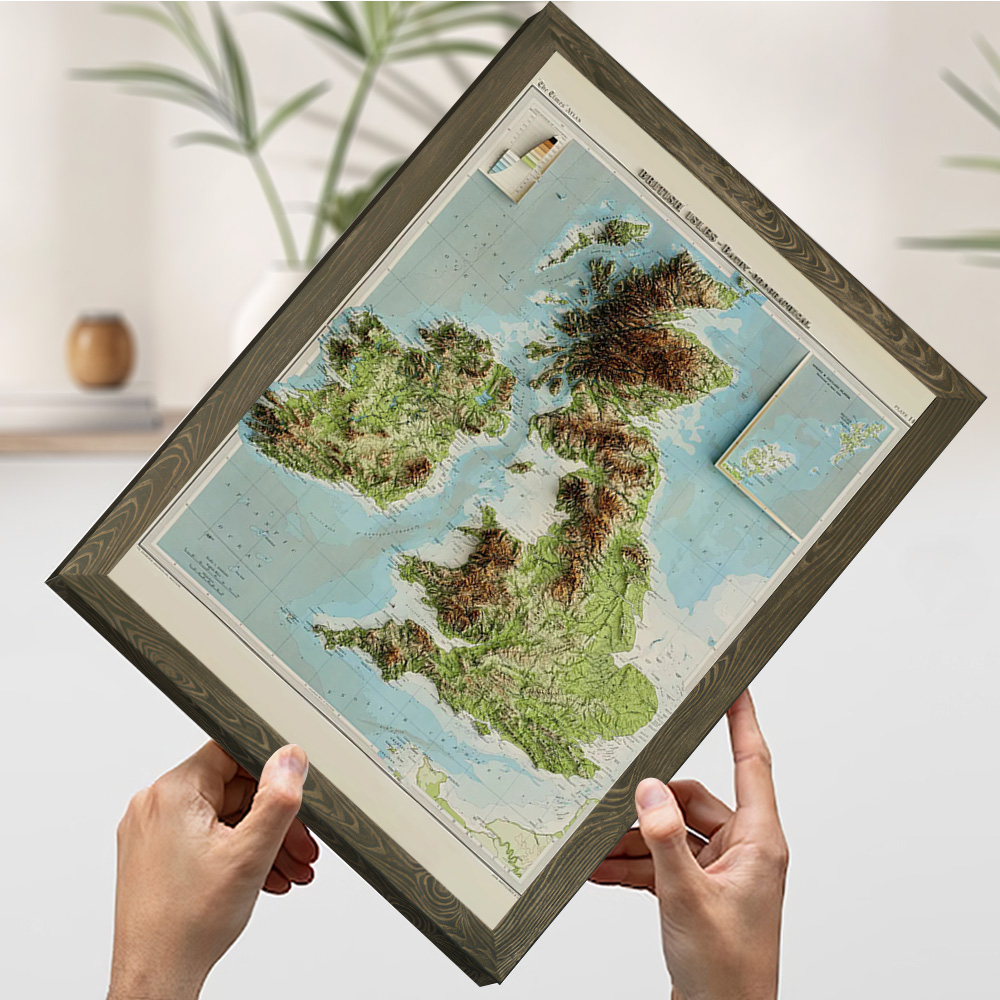 3D Relief Map of 1922 British  - Custom Map Poster avaliação e preço