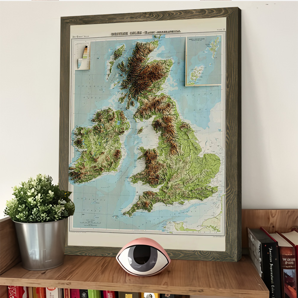 3D Relief Map of 1922 British  - Custom Map Poster avaliação e preço