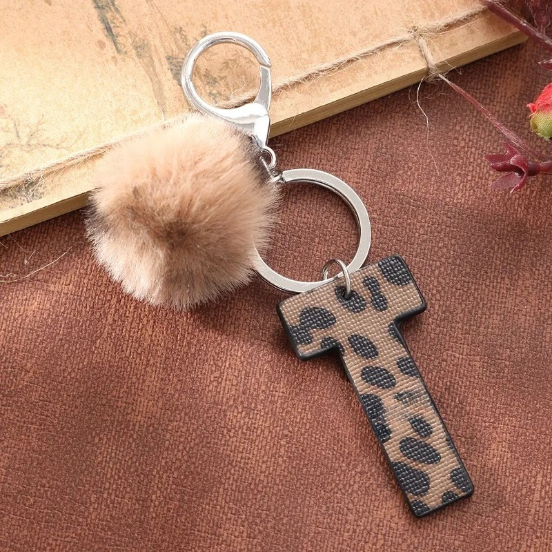 A-M Fashion Leopard Alphabet A - Monogram Keychain Leather avaliação e preço
