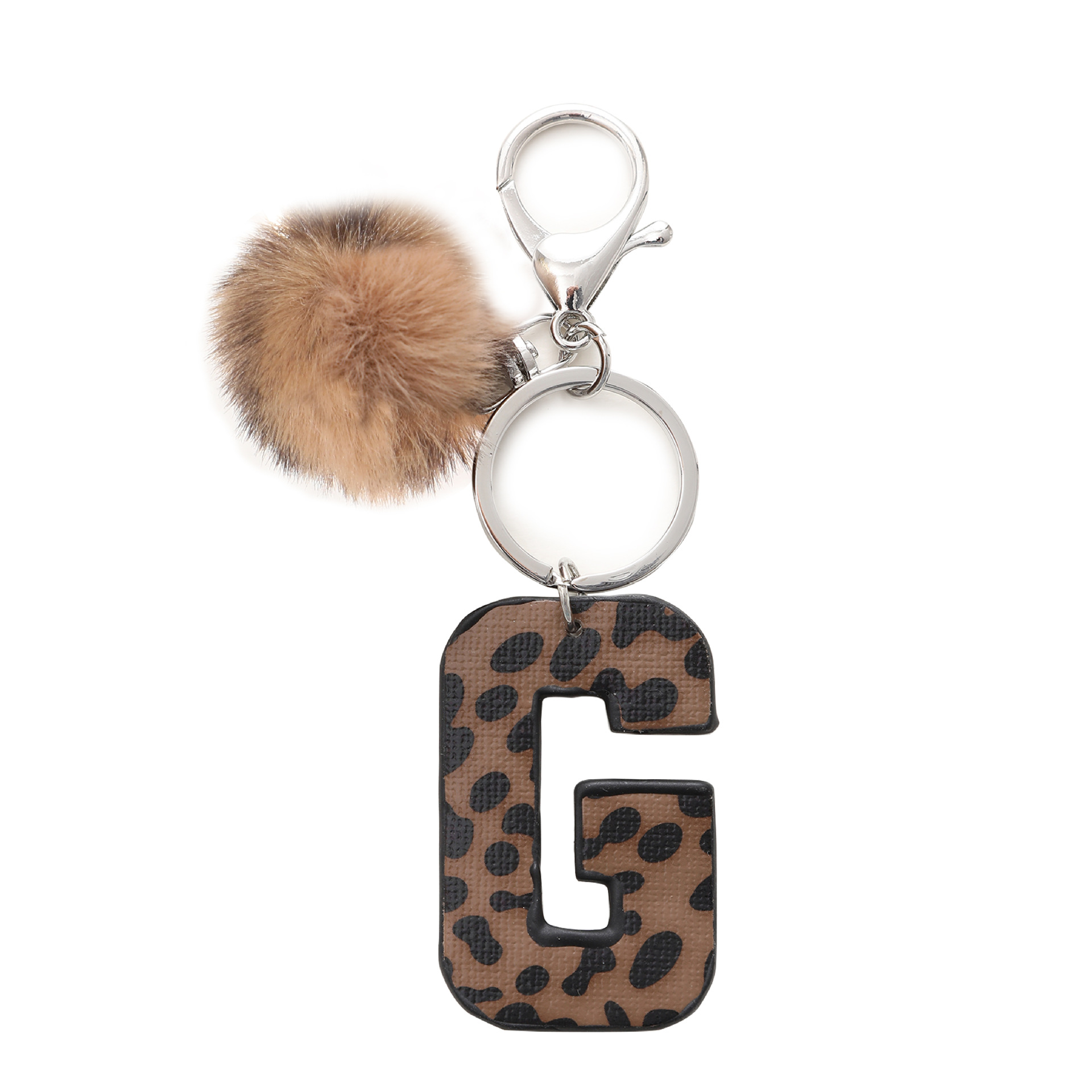 A-M Fashion Leopard Alphabet A - Monogram Keychain Leather avaliação e preço