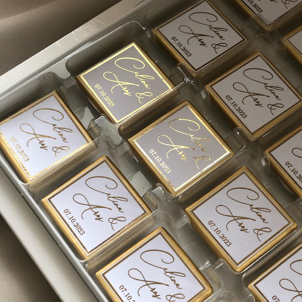 50pcs Wedding Chocolate Packin - Personalised Candle Label avaliação e preço