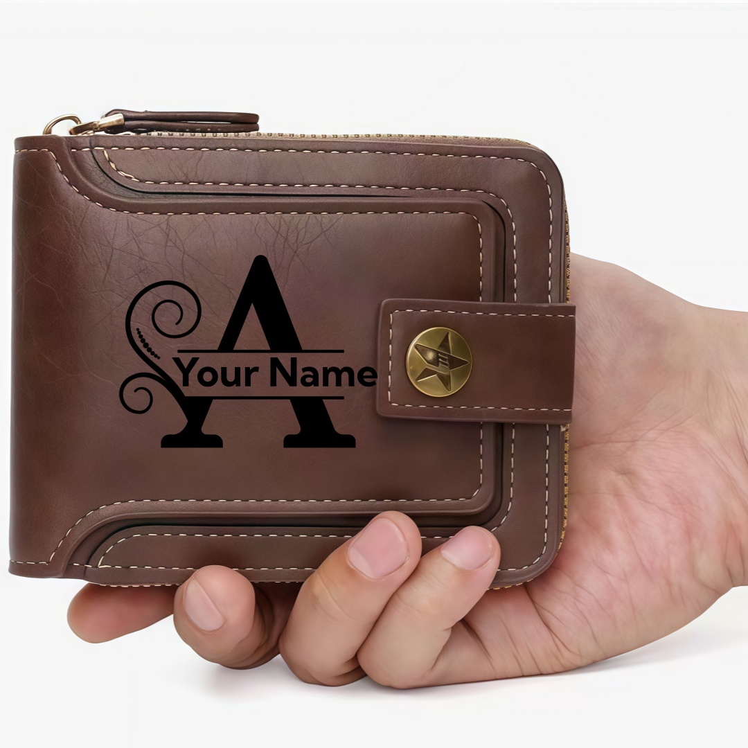 Men's Custom Wallet - Personal - Personalized Name Box avaliação e preço