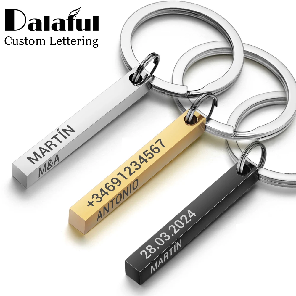 Personalized 3D Bar Keychain E - Initial Ring Custom avaliação e preço