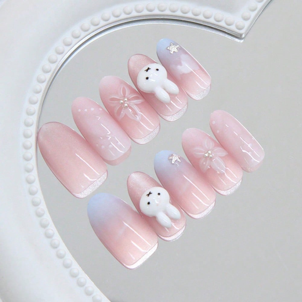 24Pcs Bunny Almond 3D Flower R - Pressed Flower Art avaliação e preço