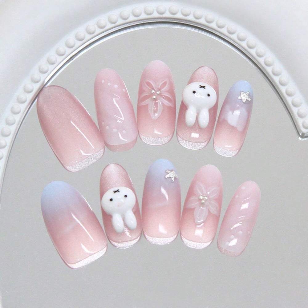 24Pcs Bunny Almond 3D Flower R - Pressed Flower Art avaliação e preço