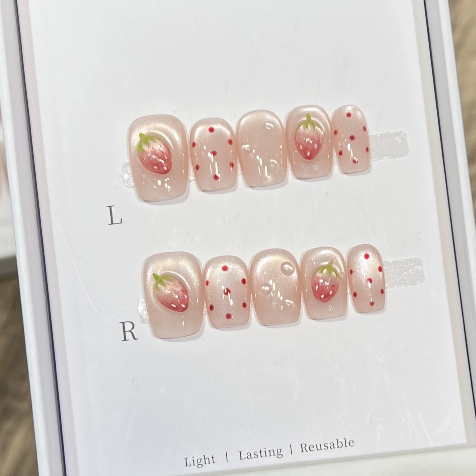 10PCS Short Square Fake Nails  - Pressed Flower Art avaliação e preço
