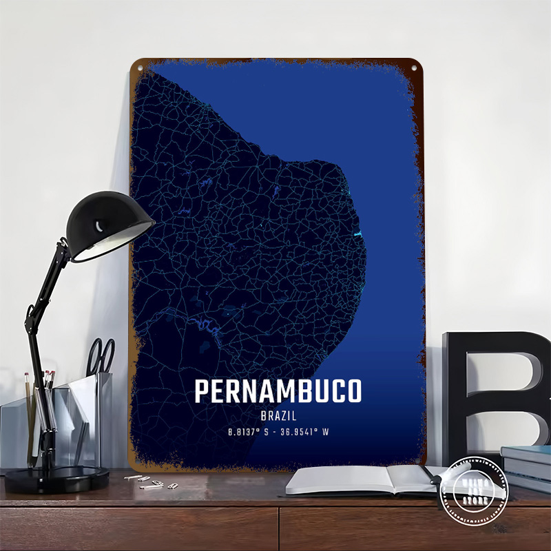 Pernambuco Midnight City Map M - Custom Map Poster avaliação e preço