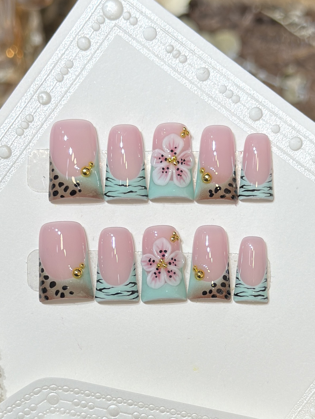 10pcs Press on Nails Duck Mout - Pressed Flower Art avaliação e preço
