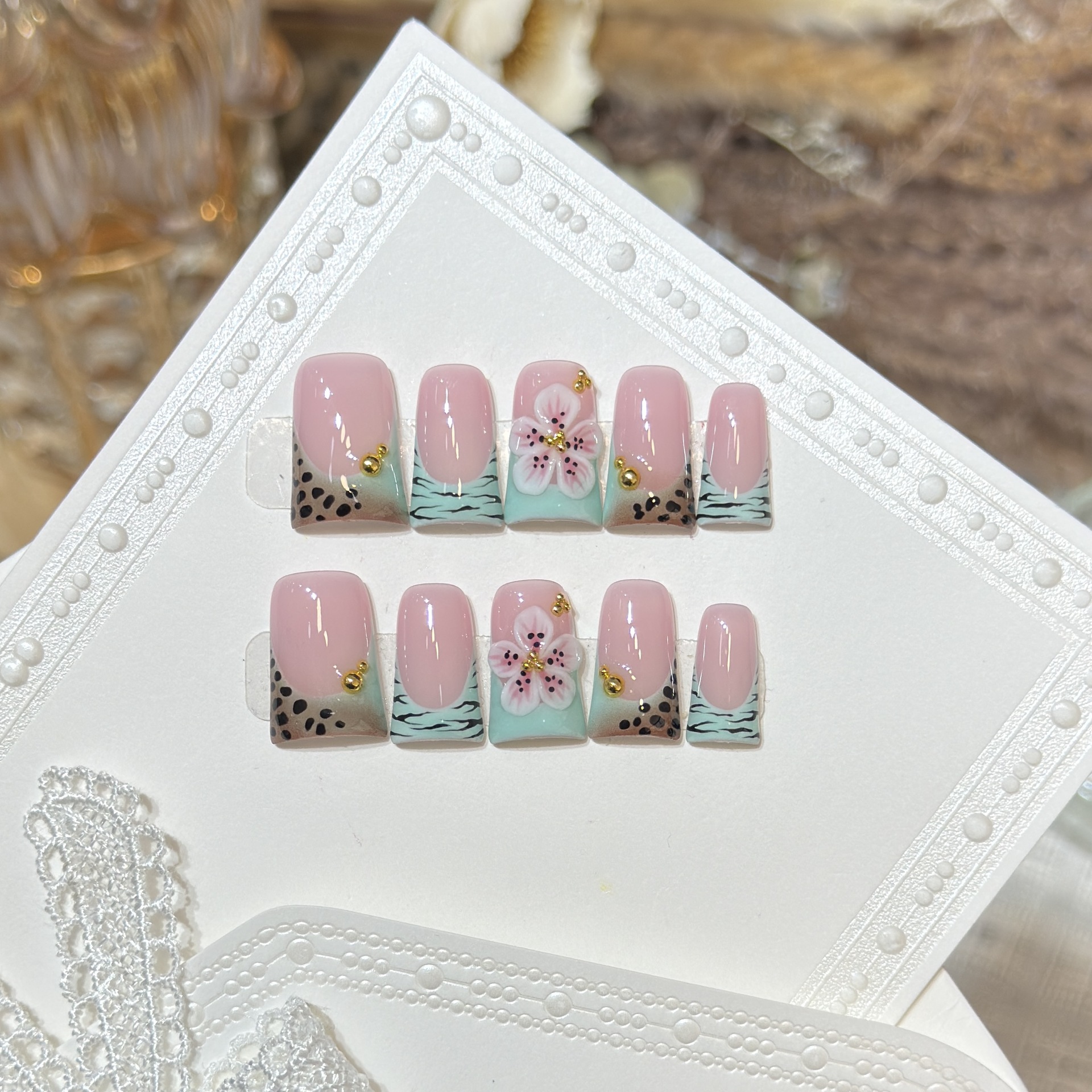 10pcs Press on Nails Duck Mout - Pressed Flower Art avaliação e preço