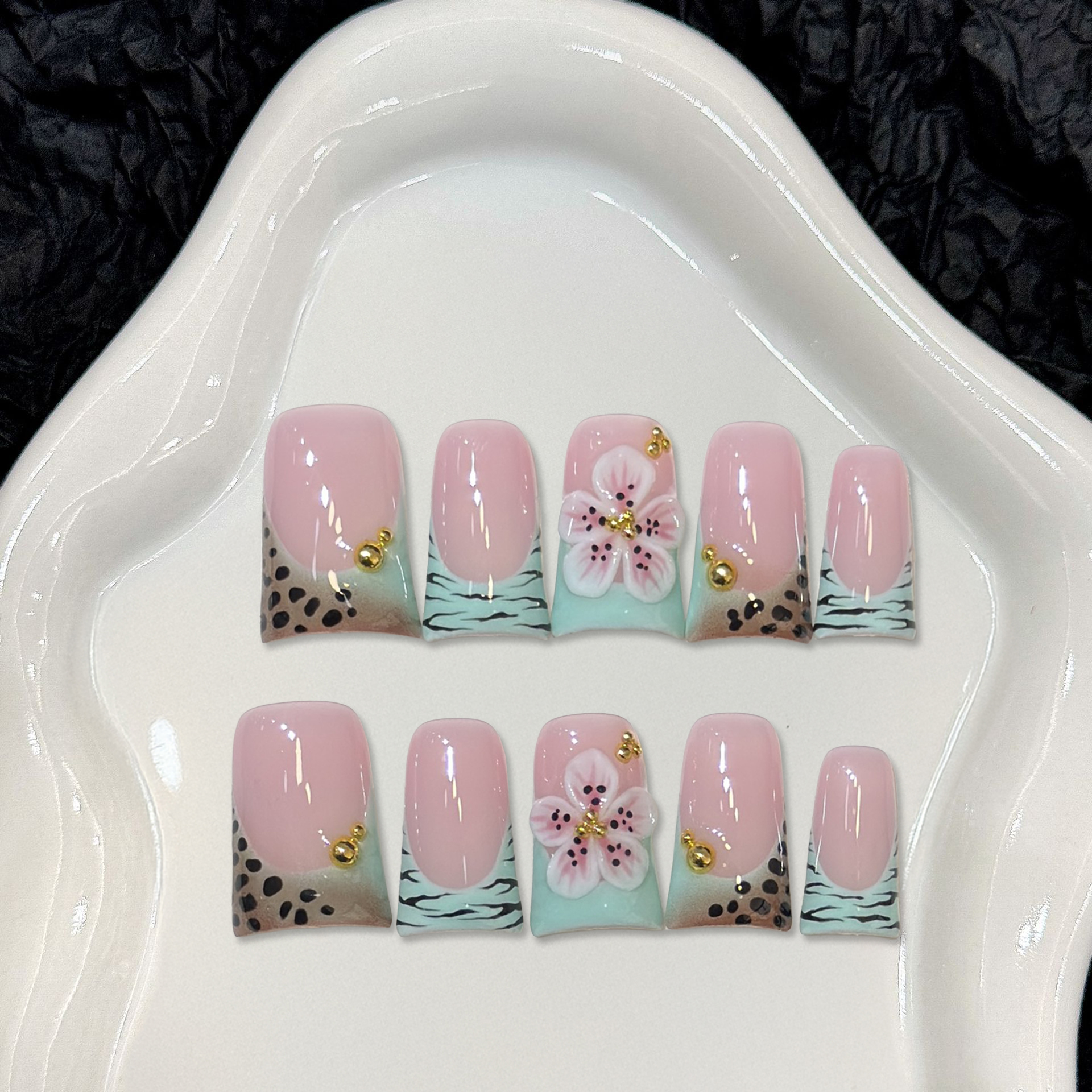 10pcs Press on Nails Duck Mout - Pressed Flower Art avaliação e preço