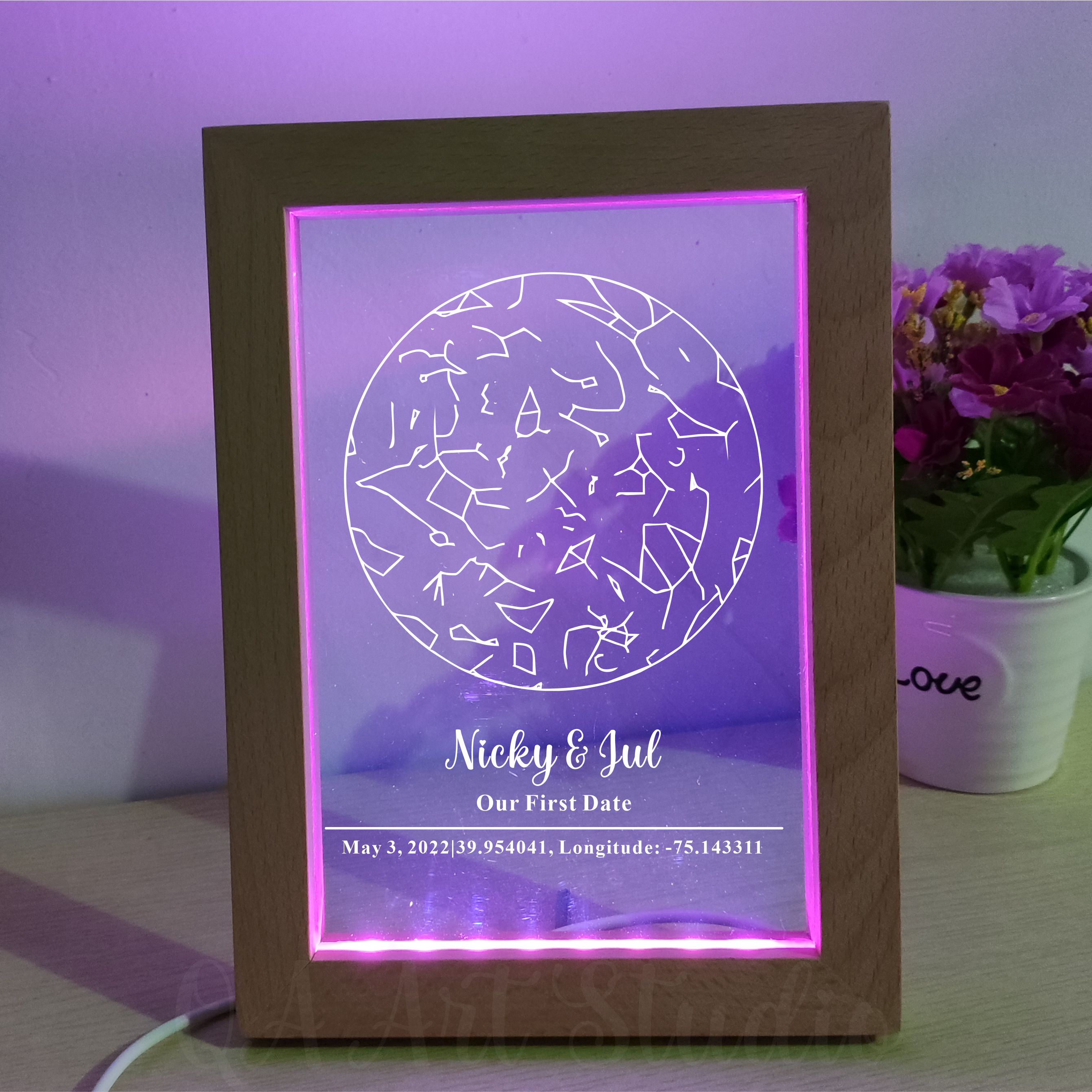 Personalized Wooden Acrylic Ni - Custom Star Map avaliação e preço