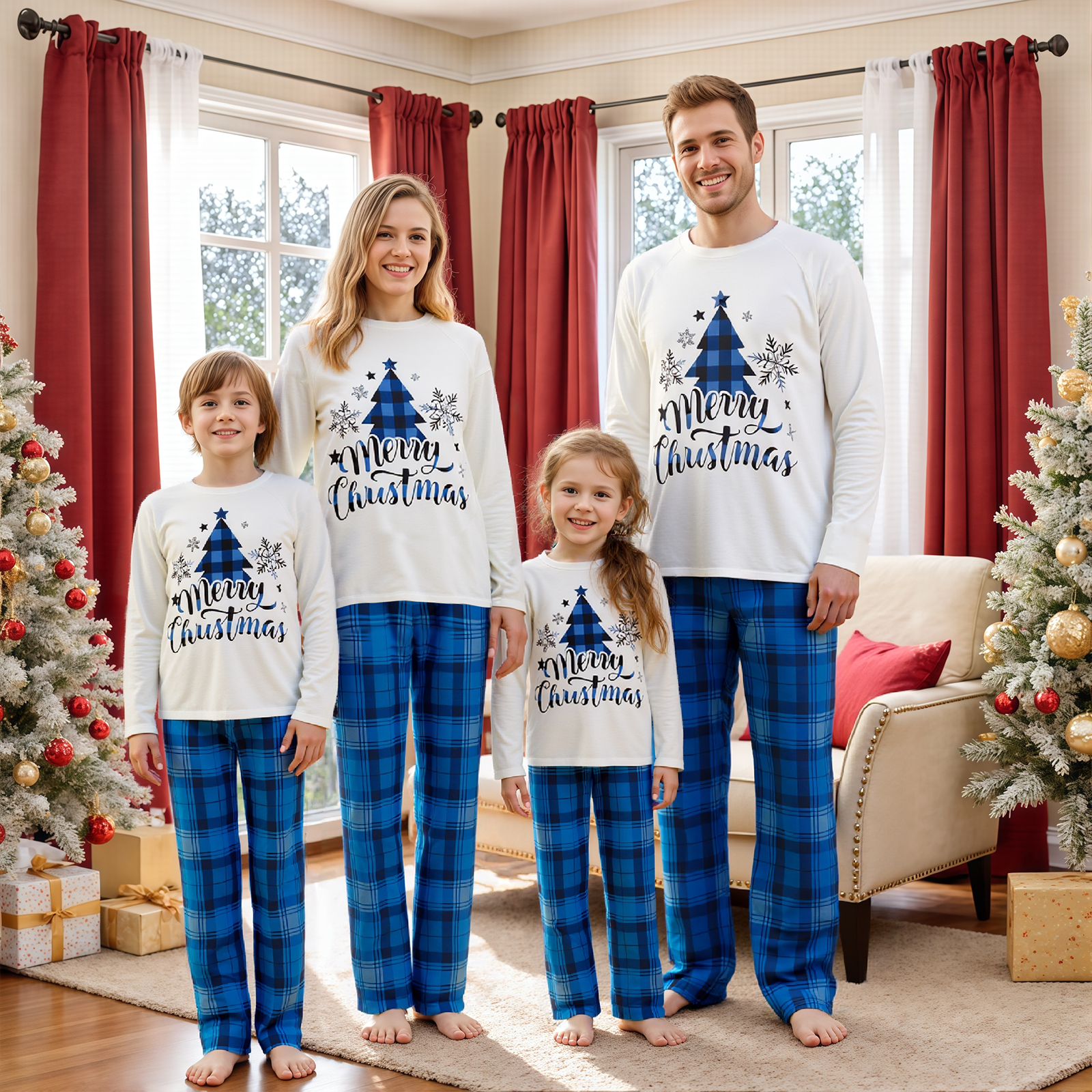 Family Matching Christmas Paja - Family Tree Print avaliação e preço