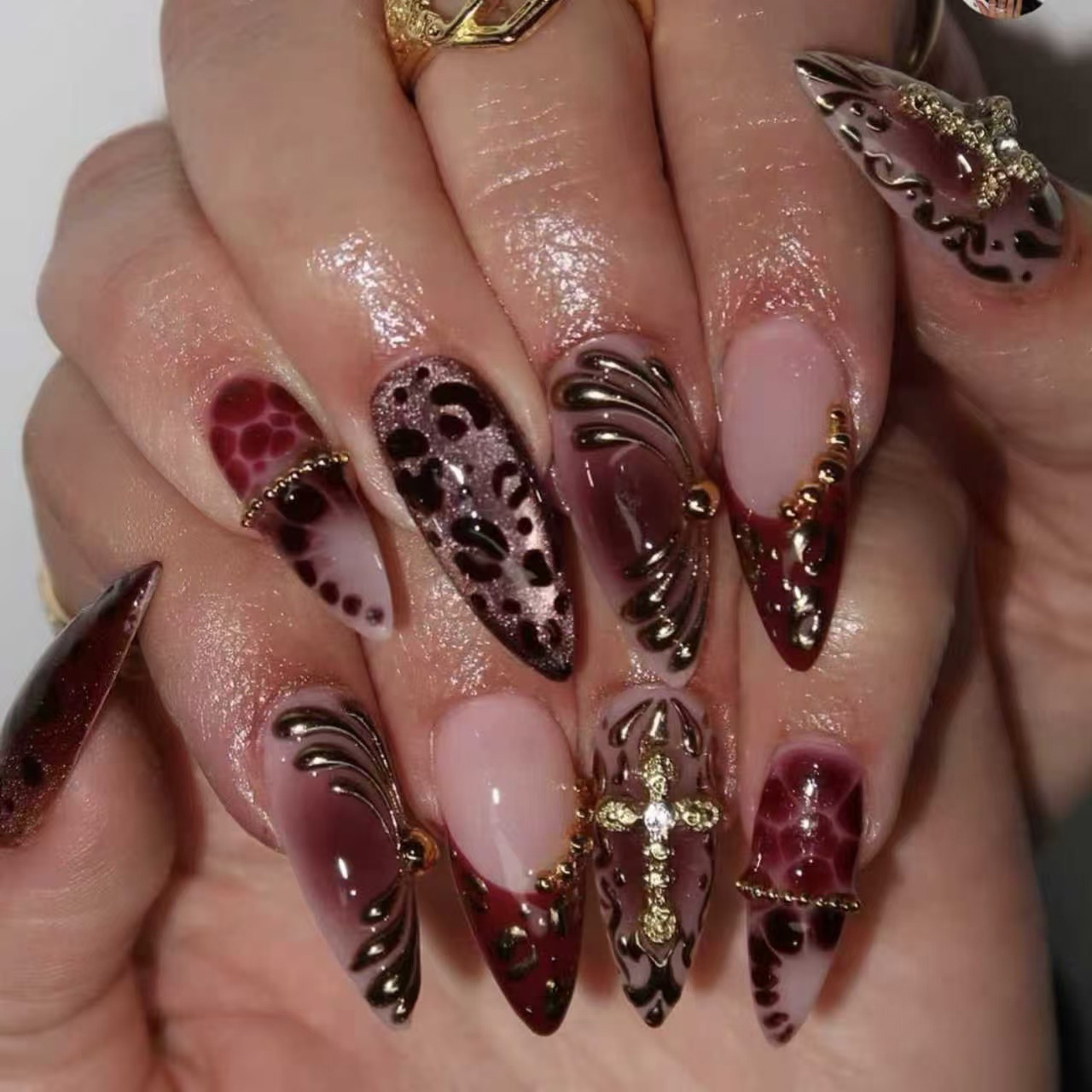 Medium fake nails for women gr - Pressed Flower Art avaliação e preço
