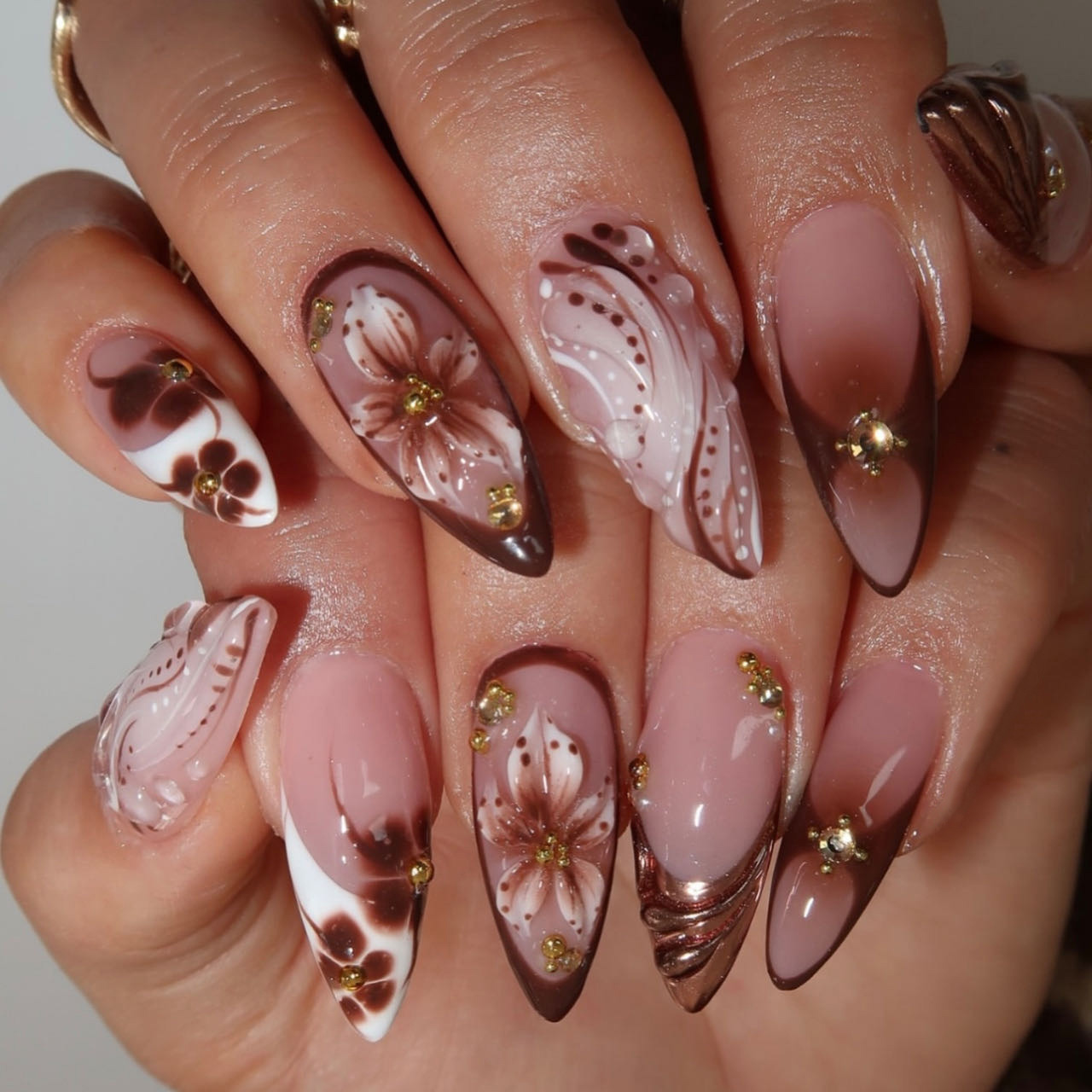 Medium fake nails for women gr - Pressed Flower Art avaliação e preço