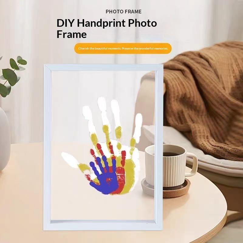 1 Set Family Handprint Photo F - Engraved Wood Frame avaliação e preço