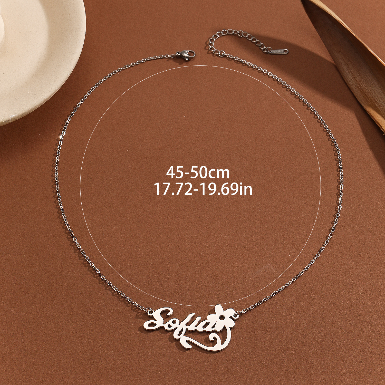 Stainless Steel Flower Letter  - Name Necklace Custom avaliação e preço
