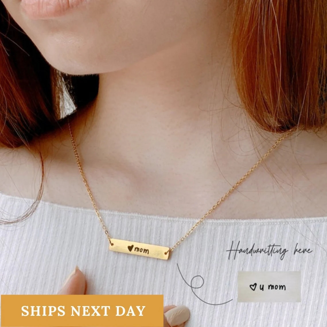 Actual Handwriting Bar Necklac - Handwriting Necklace Bar avaliação e preço