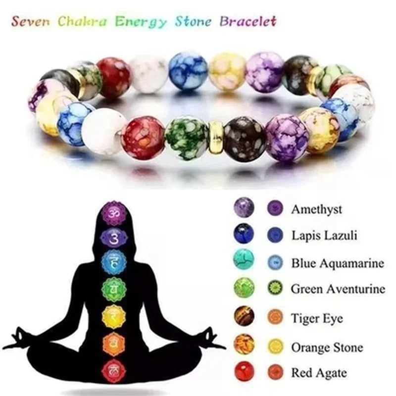7 Chakras Healing Reiki Stone  - Coordinates Bracelet avaliação e preço