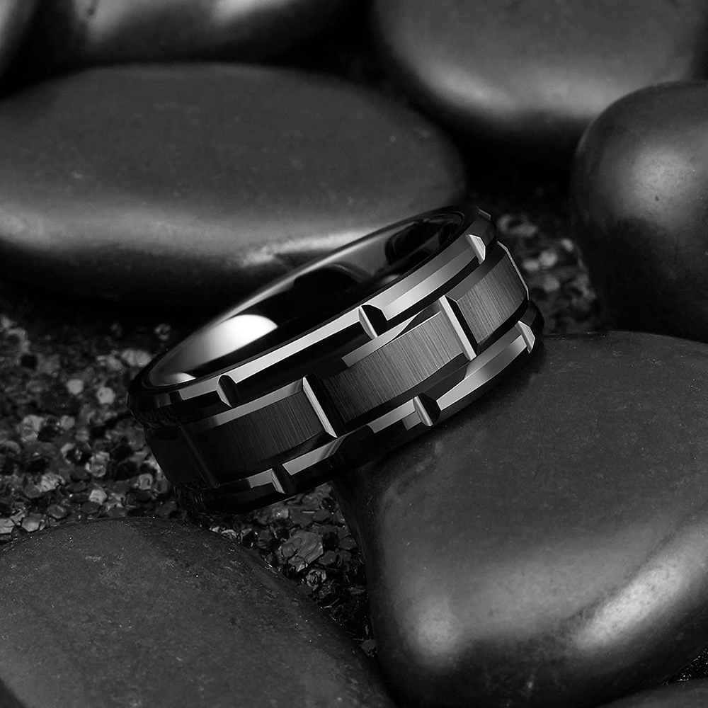 Fashion Men 8MM Stainless Stee - Initial Ring Custom avaliação e preço