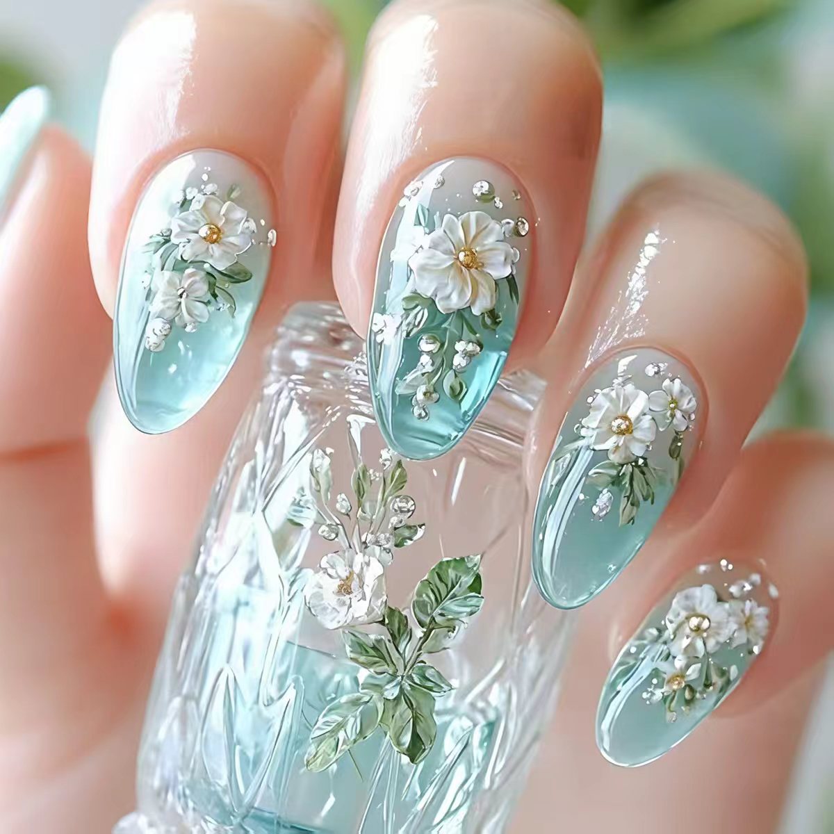 Medium fake nails for women gi - Pressed Flower Art avaliação e preço