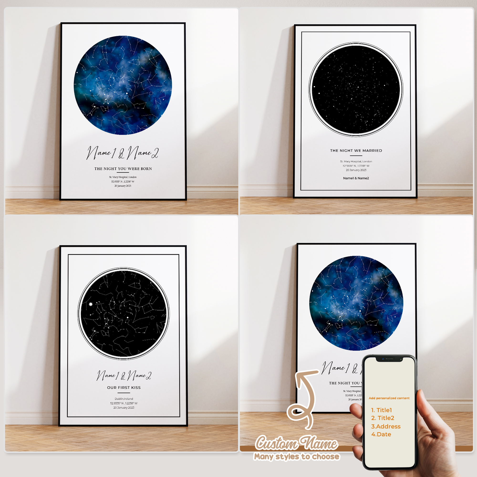 Modern Custom Personalized Nig - Custom Night Sky avaliação e preço