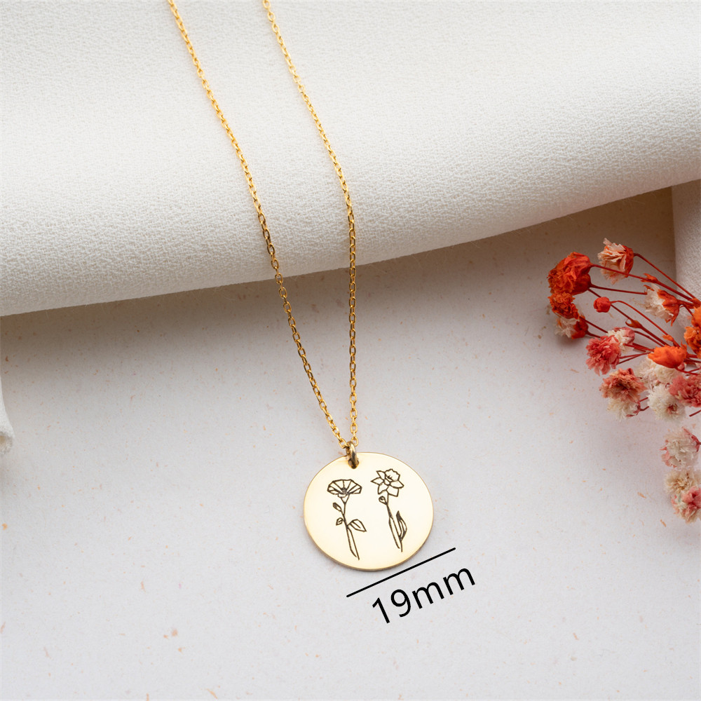 Family Birth flower Necklace C - Birth Flower Necklace avaliação e preço