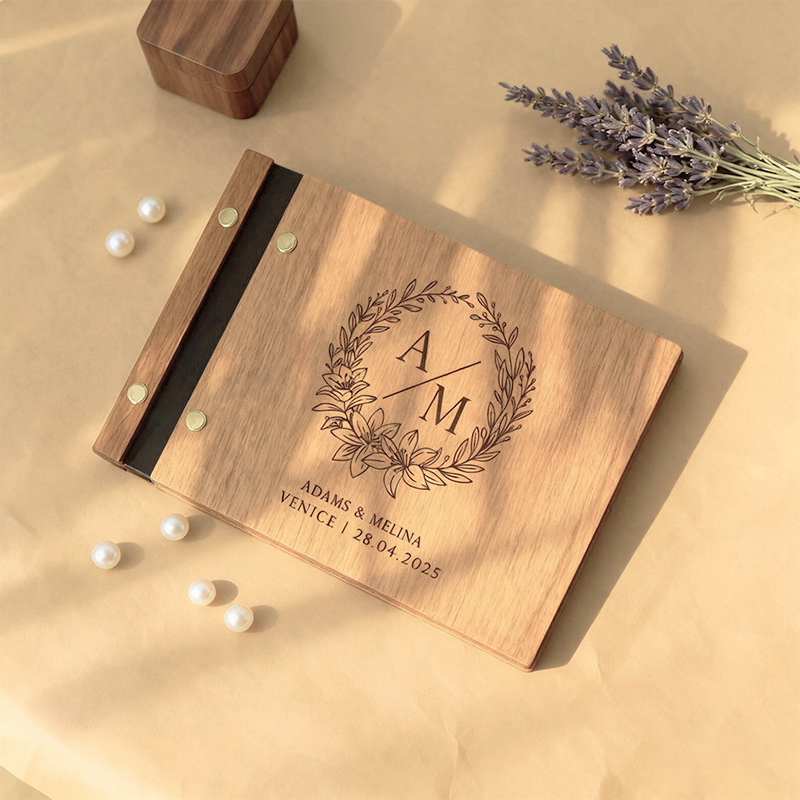 Personalized Wooden Wedding Gu - Custom Photo Book avaliação e preço