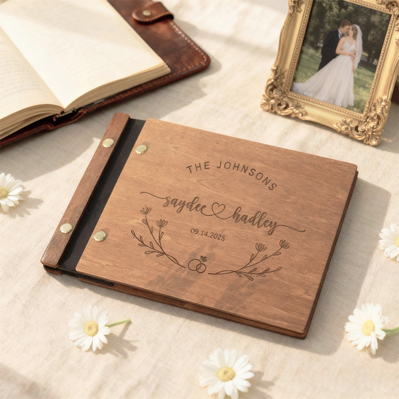 Personalized Wooden Wedding Gu - Custom Photo Book avaliação e preço